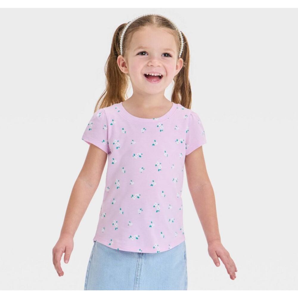 NWT Cat & Jack Baby Toddler Girls Floral Print Short Sleeve Graphic T Shirt 2T